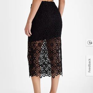 Express Black Floral Lace Midi Skirt